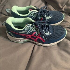 Asics Blue and Pink Athletic Sneakers